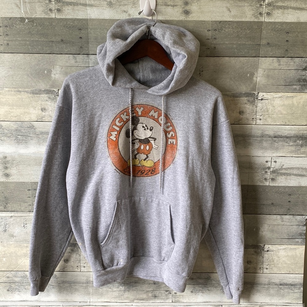 DISNEY PARKS MICKEY MOUSE HOODIE SWEATSHIRT GRAY WOMEN’S MEDIUM